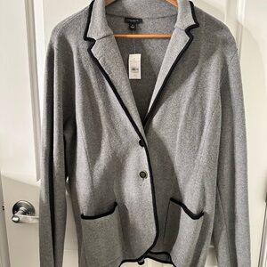 Ann Taylor Grey Cotton Sweater Blazer XL NWT